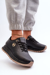 Black Women's Leather Platform Sneakers Pernalia