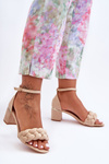 Suede Sandals with Braid Beige Essenza