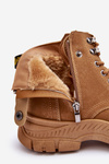 Botki Trapery Damskie Ocieplane Zamsz Camel NB607