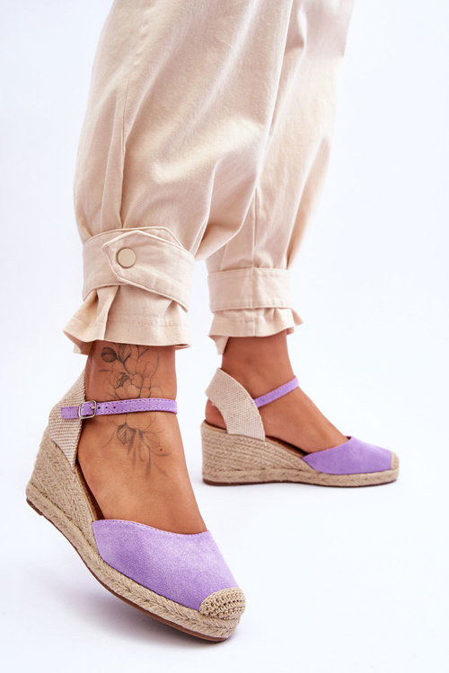 Suede Espadrilles Wedge Sandals Violet Cammer