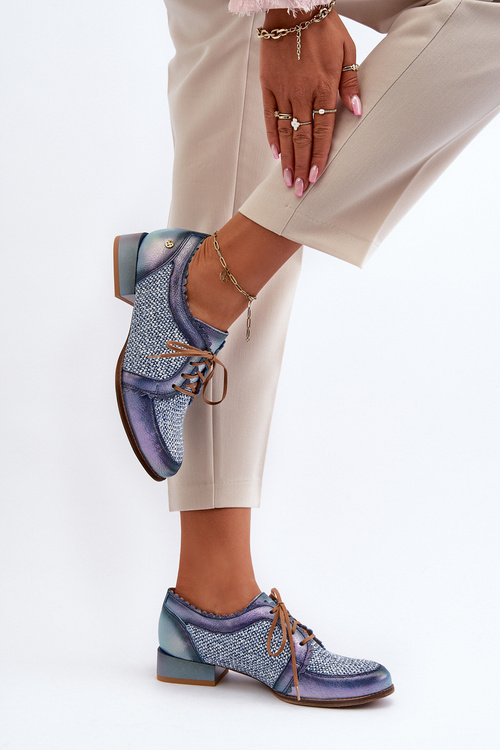 Półbuty Skóra Naturalna Damskie Niebieskie Maciejka 06452-06