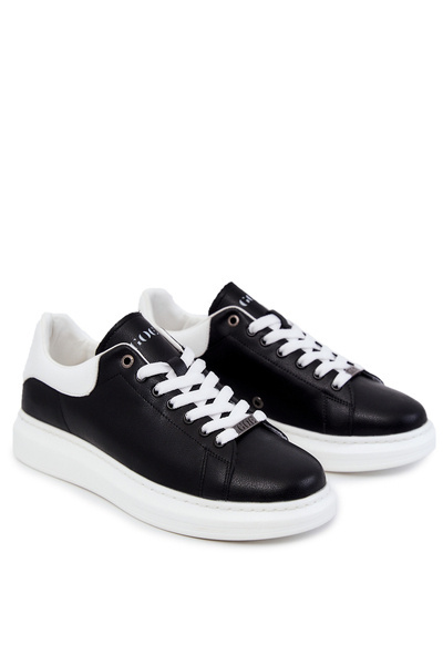 Buty Sportowe Skórzane Męskie Czarne GOE JJ1N4065