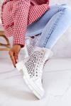 Leather openwork boots White Aileen