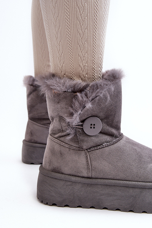 Women's Platform Snow Boots with Faux Fur Gray Wikas