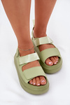 Women's Platform Sandals With Velcro Green Nitepira