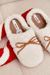 Furry slippers with bow ecru Minella