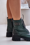 Zazoo 60486 Leather Ankle Boots Workwear Insulated Dark Green