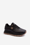 Black Women's Leather Platform Sneakers Pernalia