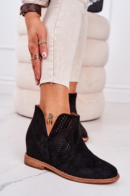 Openwork Boots On A Wedge Black Melanie