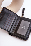 Women's Glossy Wallet Purse Made of Eco Leather Black Zalirna