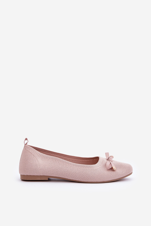 Mesh ballet flats with bow pink Bianila