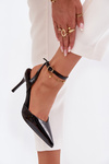Lacquered High Heels with Open Heel Black Laretta