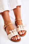 Elegant Suede Sandals With Sequins Beige Vitoria