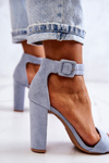 Suede High Heels Sandals Blue Jacqueline