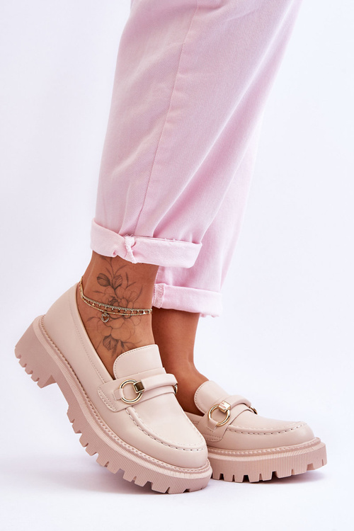 Women's Loafers On A Massive Platform Beige Calypso