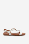 Flat Women's Sandals with Gold Decoration S.Barski KV27-051 White-Silver