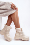 Women's Zip-Up Snow Boots Padded Light Beige Zeva