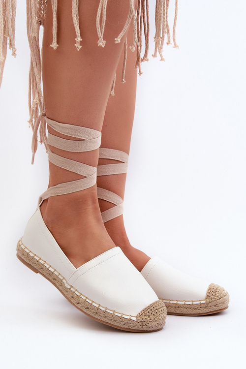 Lace-up Eco Leather Espadrilles White Ismanne
