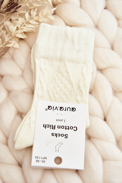Women's Socks with Embossing Cream