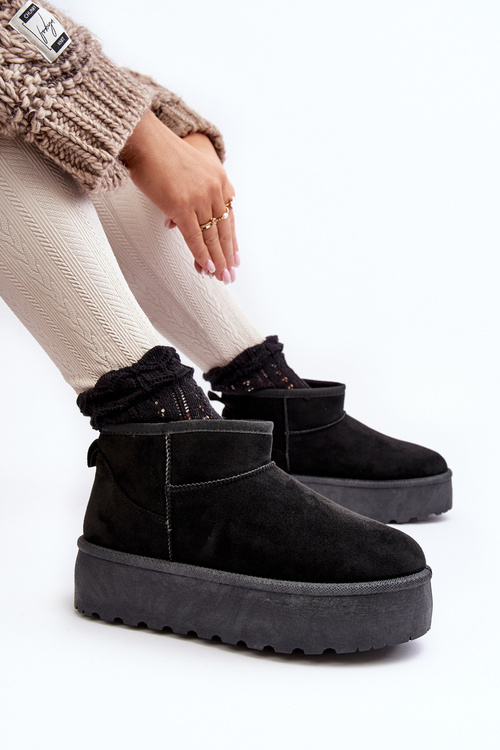 Women's Platform Snow Boots Black Mennja