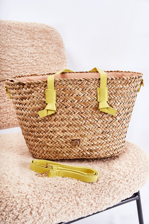 Braided Beach Bag NOBO XM0020-C002 Beige-yellow