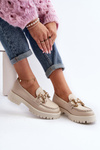 Women's Leather Moccasins with Decoration CheBello 4369 Beige