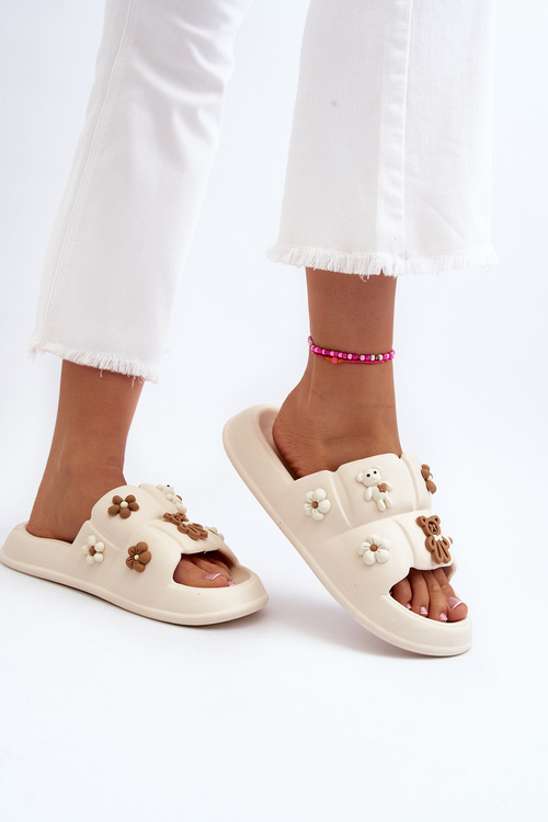 Women's Foam Sandals with Beige Decorations Cambrina
