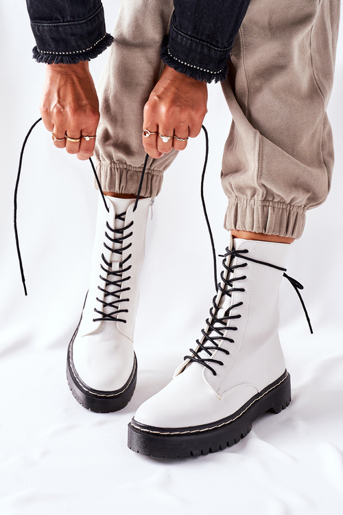 Women's Biker Boots White Corydon