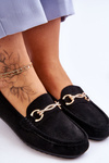 Classic Suede Loafers With Embellishment Black Amera
