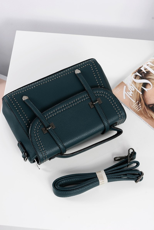 Torebka Damska Listonoszka Kuferek Dżety Zielona