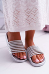 Women's Beaded Flip Flops Silver Elavi
