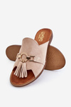 Women's Suede Slippers Lewski Shoes 3226 Beige