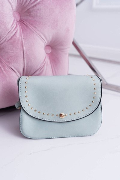 Torebka Damska Mała Kuferek Złote Nity Miętowa