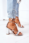 Lace-up High Heel Sandals Silver Catwalk