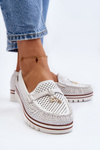 Mokasyny Ażurowe Damskie Białe Twista JH102-9