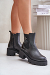 Zazoo 60490 Leather Insulated Ankle Boots With Decoration Black