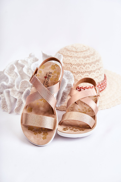 Children's Sandals With Velcro Pink Gold Alise