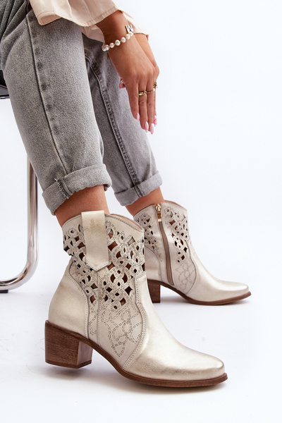 Women's High Heel Lacy Boots Zazoo 3394/2 Gold