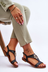 Leather Flat Sandals S.Barski KV-5541-32 Black