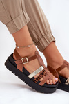 Womens sandals with straps on platform Camel Gallari