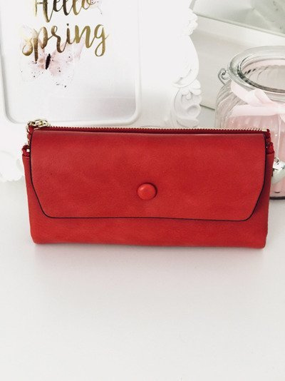 Large Ladies Red Wallet with Heart Keychain