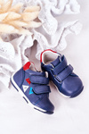 Children's Leather Shoes With Velcro Navy Blue Milo
