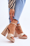 Satin Sandals On Chunky Heels Beige Eternity