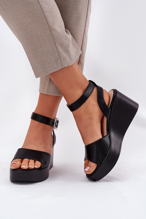 Wedge Heeled Women's Sandals Black Efrina