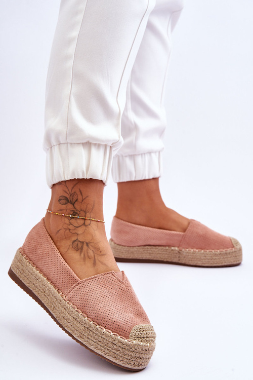 Espadrilles On A Straw Platform Pink Highway