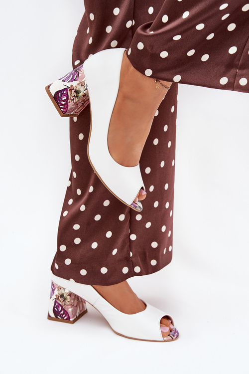 Leather pumps with decorative heel Lewski Shoes 2608/K white