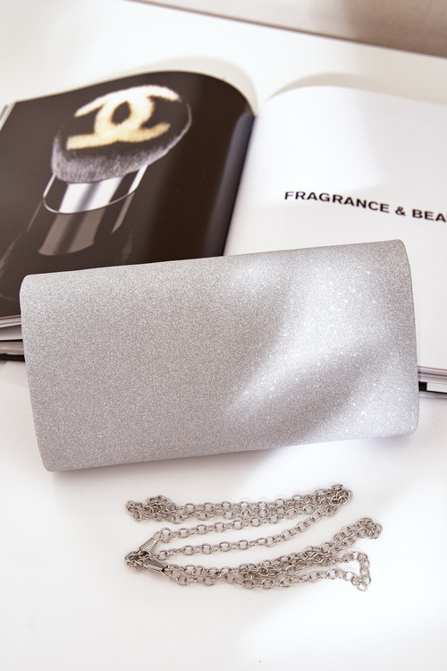 Elegant Clutch Bag With Glitter Silver Remiala