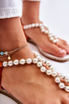 Fashionable Sandals Flip-flops With Pearls Orange Isalia