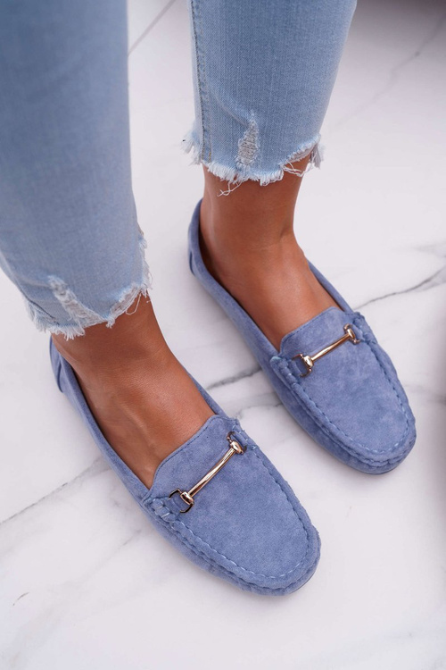 Women's Blue Suede Sonnero Moccasins