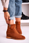 Women's Ankle Boots Hidden Wedge Suede Camel Vanya